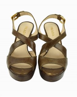 Sapato Prada Plataforma Strappy Marrom