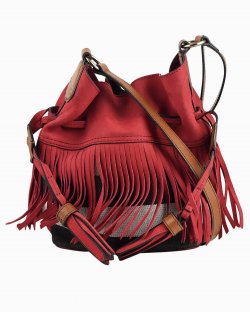 Bolsa Burberry bucket com franjas vermelha