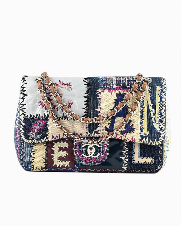 chanel denim patchwork bolsa