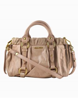 Bolsa Miu Miu Vitello Gathered Lux Tote Rosé