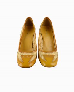 Sapato Prada vintage em sisal amarelo
