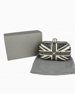 Clutch Alexander McQueen Skull Box branca e preto