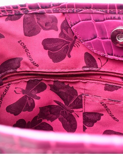 Bolsa Longchamp original Roseau croco roxa feminina