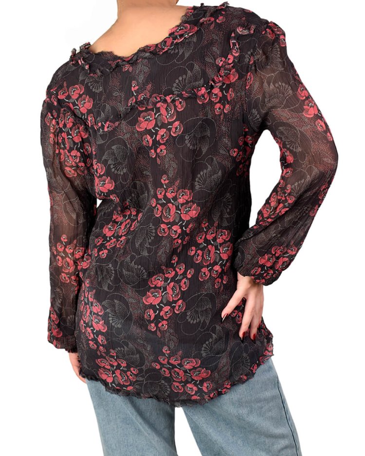 camisa de seda florida