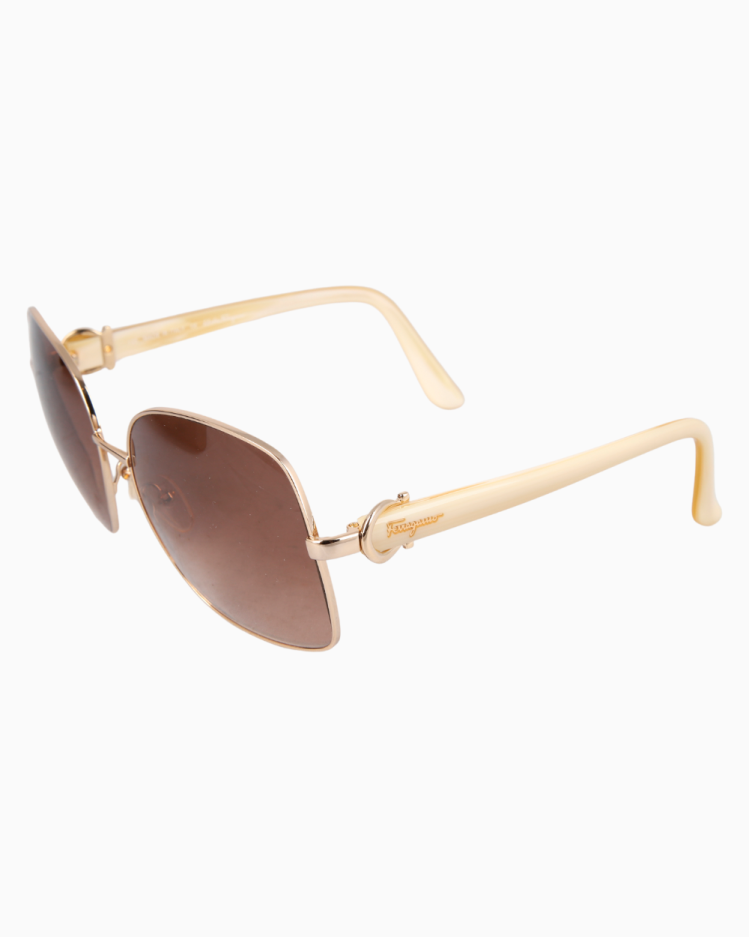 小物 Y2K Ferragamo Rimless Sunglasses Gancini Óculos de Sol Ferragamo Original Gancini SF110S Dourado e Perolado
