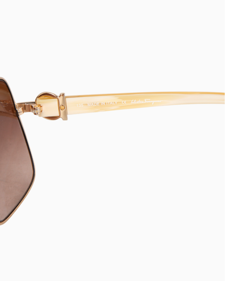 Óculos de Sol Ferragamo Original Gancini SF110S Dourado e Perolado