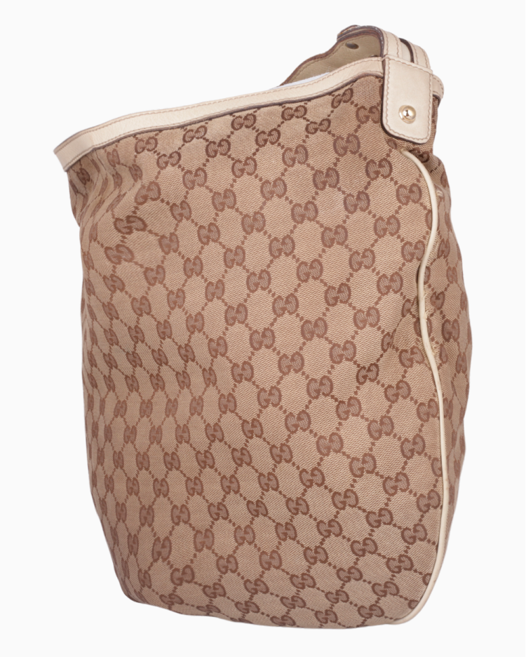 Bolsa Gucci Original Catena Horsebit Hobo GG Canvas Feminina