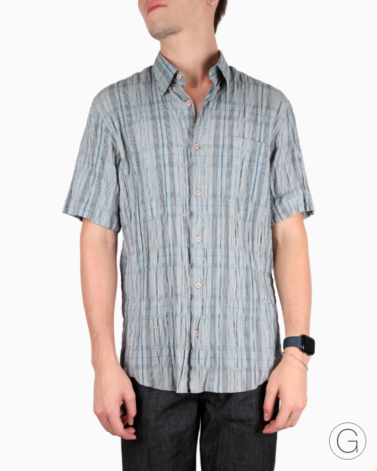 Camisa Yves Saint Laurent Vintage Listrada Cinza Masculina