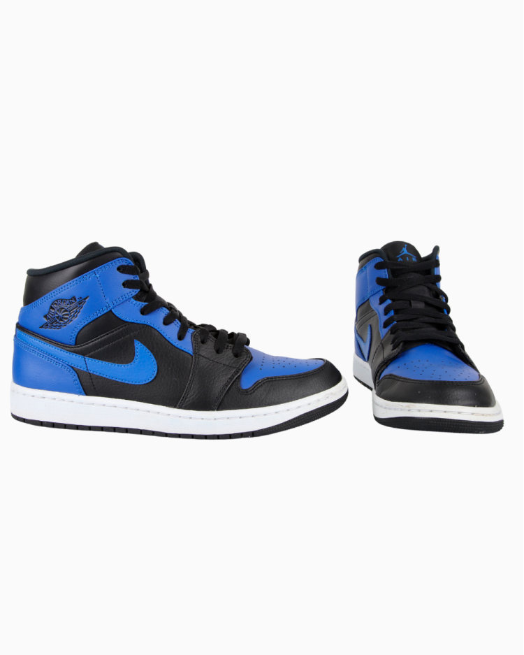 Tênis Nike Original Air Jordan 1 Mid Hyper Royal Azul e Preto