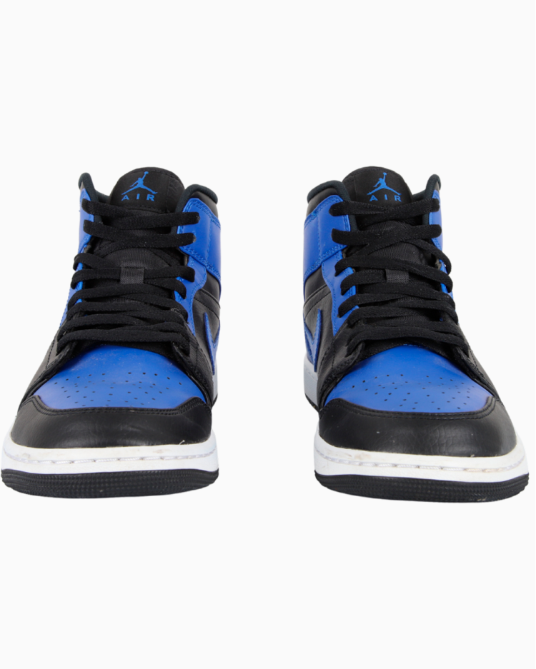 Tênis Nike Original Air Jordan 1 Mid Hyper Royal Azul e Preto