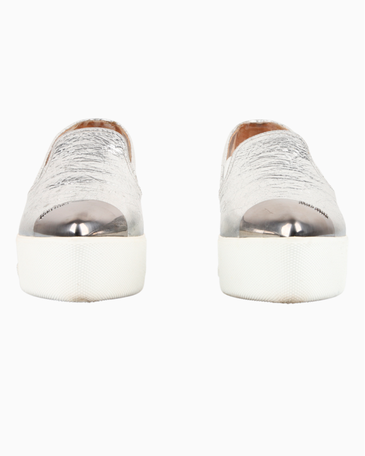Tênis Miu Miu Original Slip On Platforma Metalizado Prata Feminina