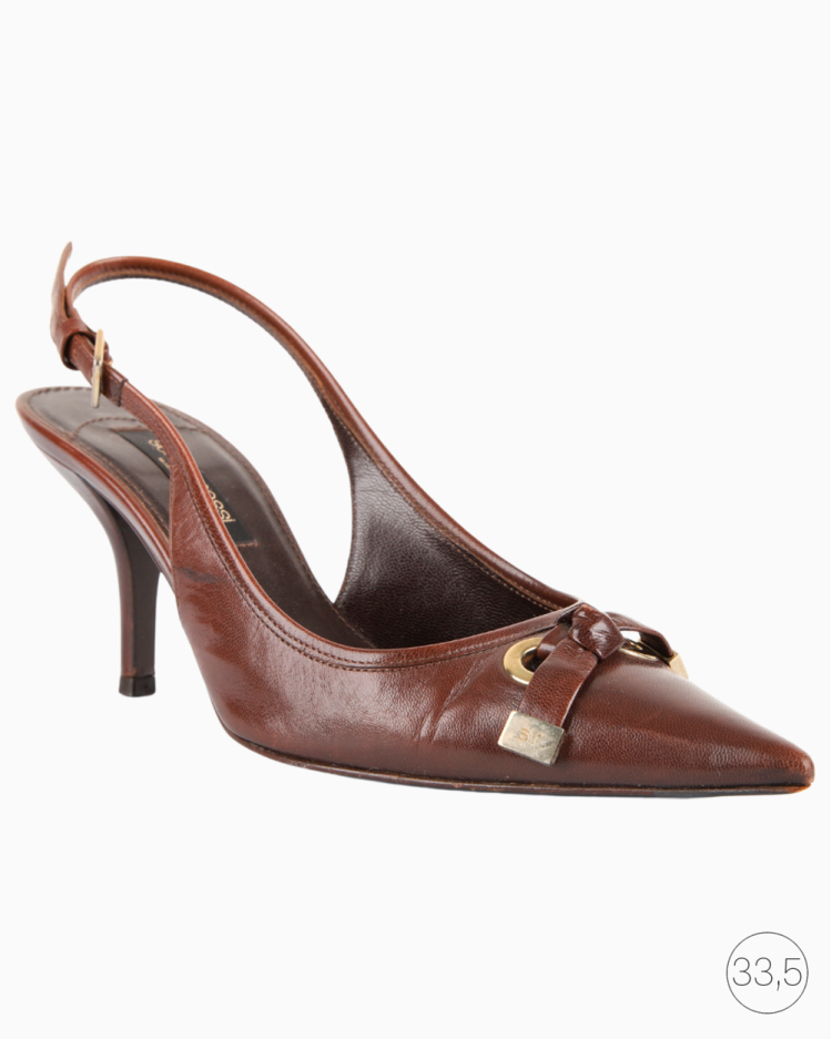 Sapato Sérgio Rossi Original Slingback Marrom Feminino