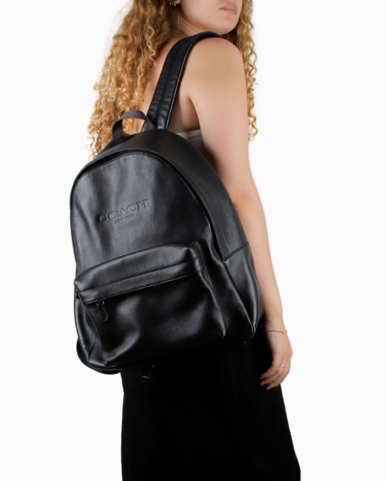 【美品】COACH campus backpack leather black Mochila Coach Original Campus Couro Preta Masculino