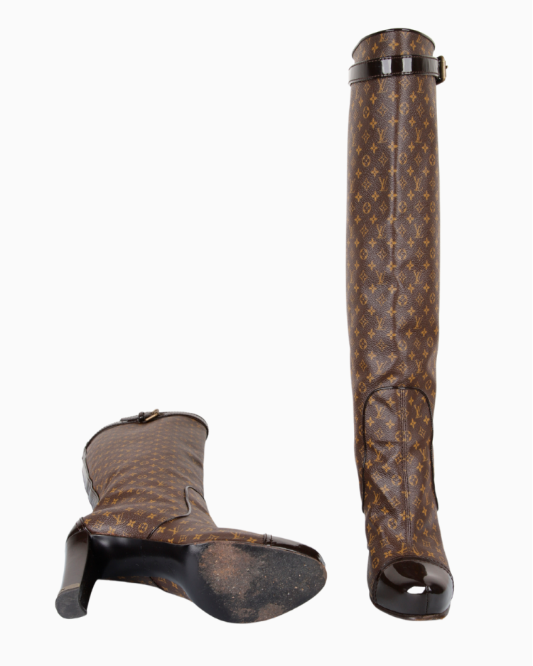 ルイヴィトン　LOUIS VUITTON long boots 【38 1/2】 Bota Louis Vuitton Original Cano Longo Monograma Feminina