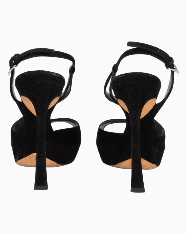 Sandália Dior Original Vintage Camurça Preta Feminina