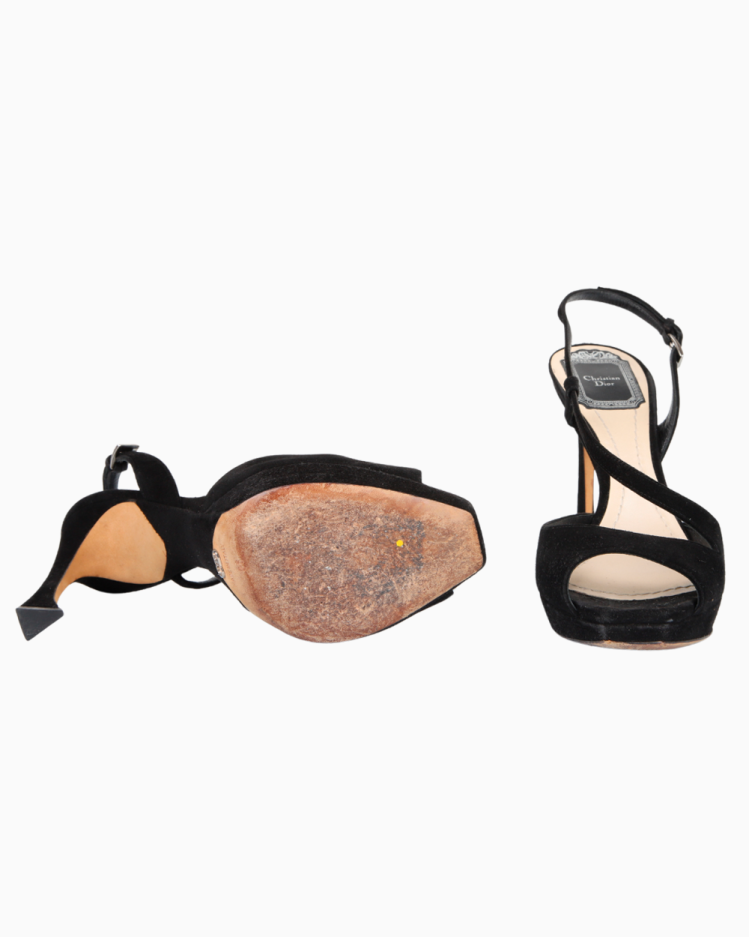 Sandália Dior Original Vintage Camurça Preta Feminina
