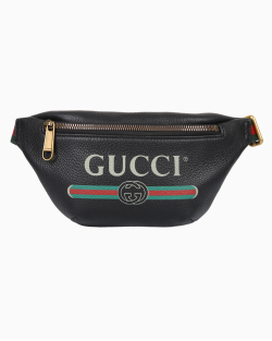 Pochete Gucci Print Web Couro Preta