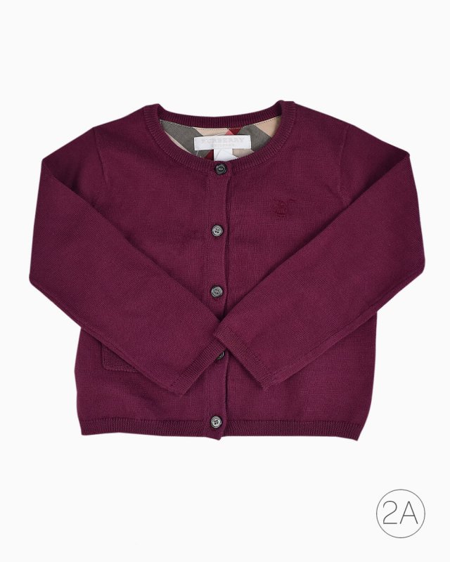 Cardigan Burberry Children Infantil Burgundy Autentico