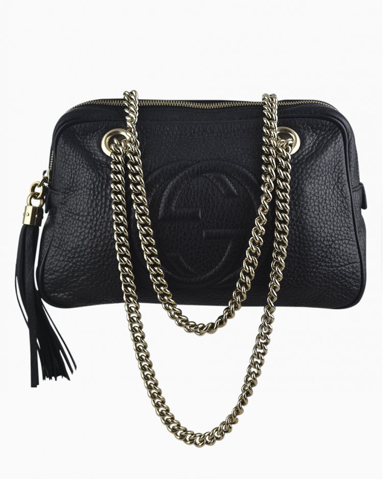 black gucci bolsa with chain strap