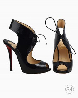 Sandália Christian Louboutin Original Verniz Preta Feminin