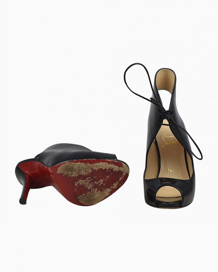 Sandália Christian Louboutin Original Verniz Preta Feminin