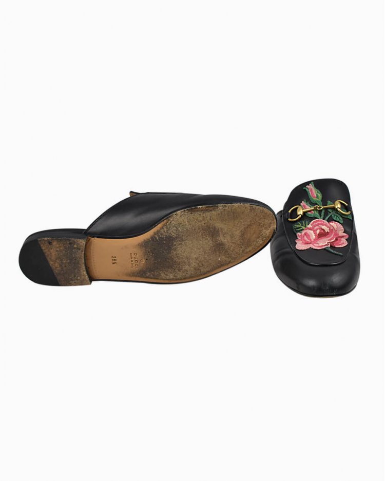 ミュール(GUCCI) Mule Gucci de Couro Original Preto Feminino