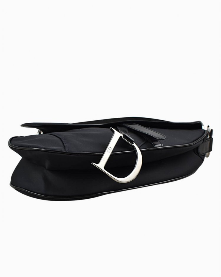 Christian Dior SADDLE ナイロンボディーバッグ Bolsa Christian Dior Saddle Original de Nylon Preta Feminino
