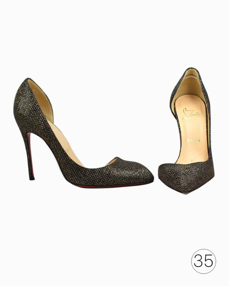 Sapato Christian Louboutin Iriza 100 Original Dourado Feminino