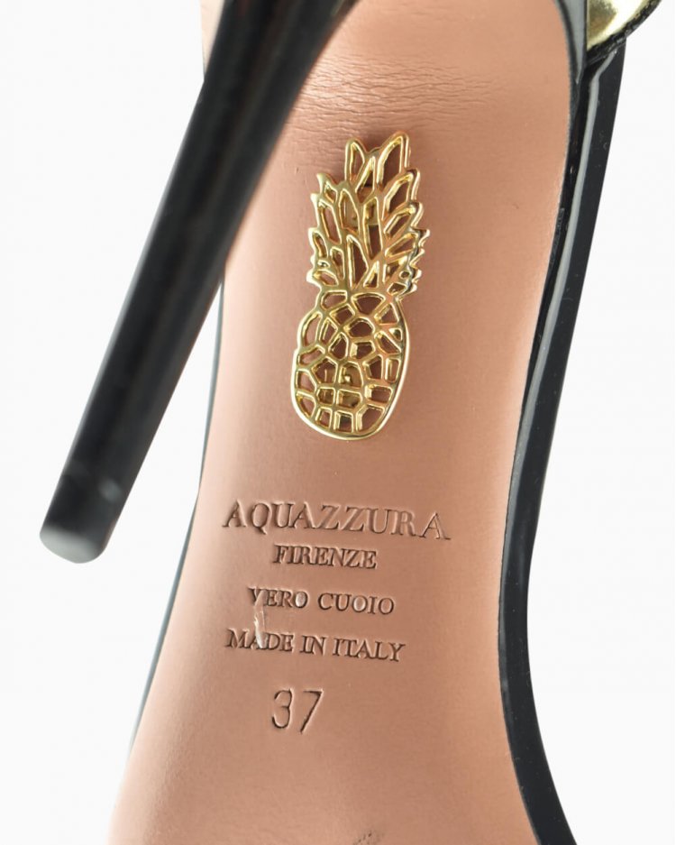 Sandália Aquazzura Original de Couro Preto Feminino