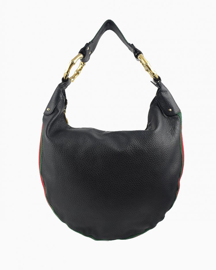 gucci black leather hobo bolsa