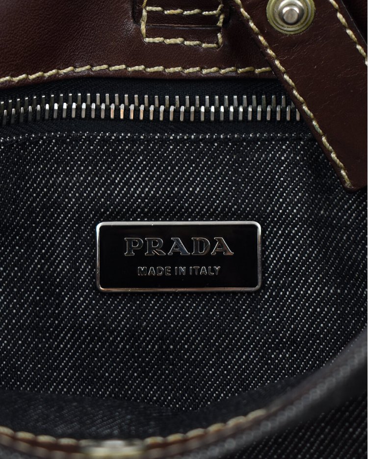 Bolsa Prada Original Jeans e Couro Preta Feminino
