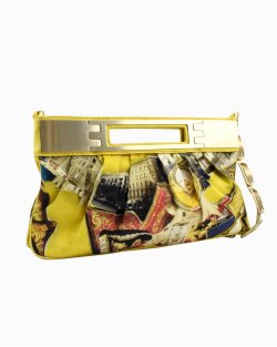 Clutch Versace Printed Woven Amarelo