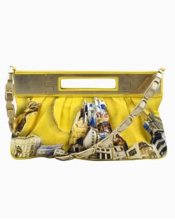 Clutch Versace Printed Woven Amarelo