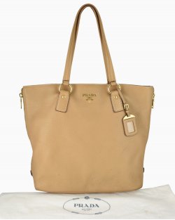 Bolsa Prada Vitello Daino Side Zip Bege