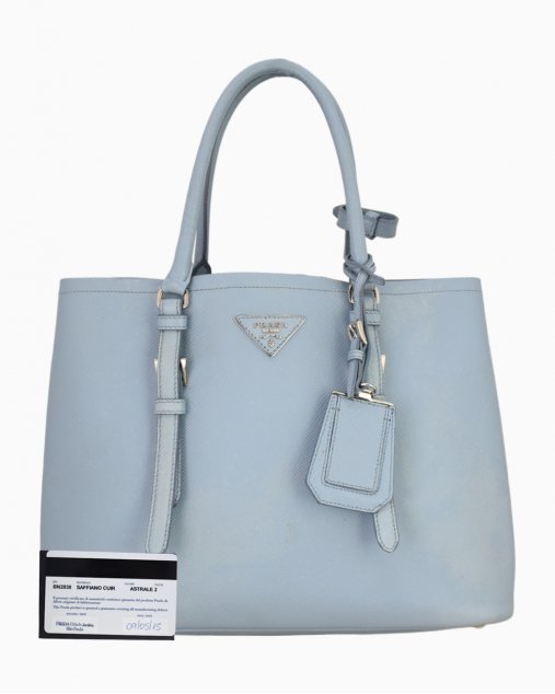 prada blue leather bolsa