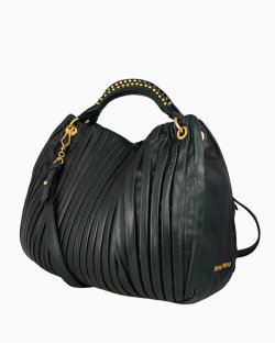 Bolsa Miu Miu Bosco Leather Plisse Verde