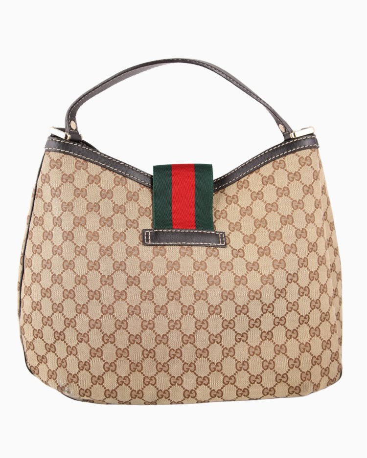 Bolsa Gucci Original New Ladies Large GG Canvas Web Hobo Beige