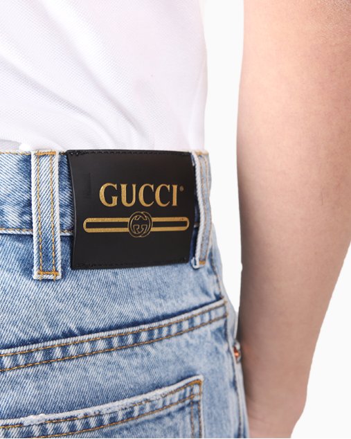 Calça Gucci Original Jeans Ripped Azul Masculina