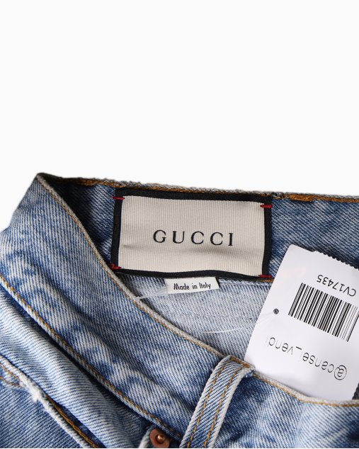 Calça Gucci Original Jeans Ripped Azul Masculina