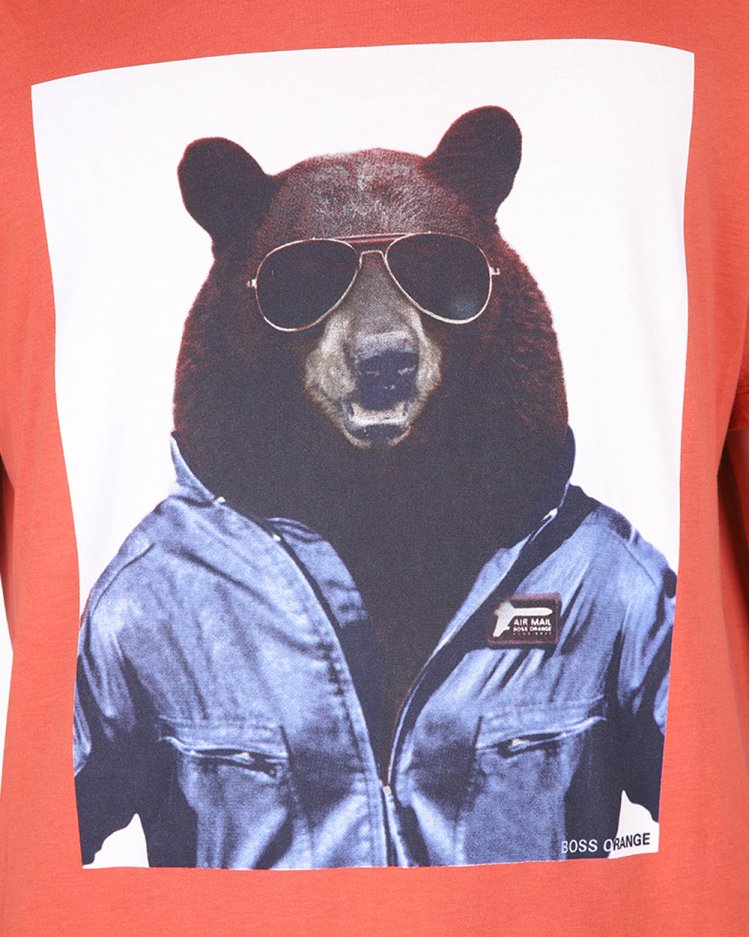 Camiseta Hugo Boss Original Estampada Laranja Masculina