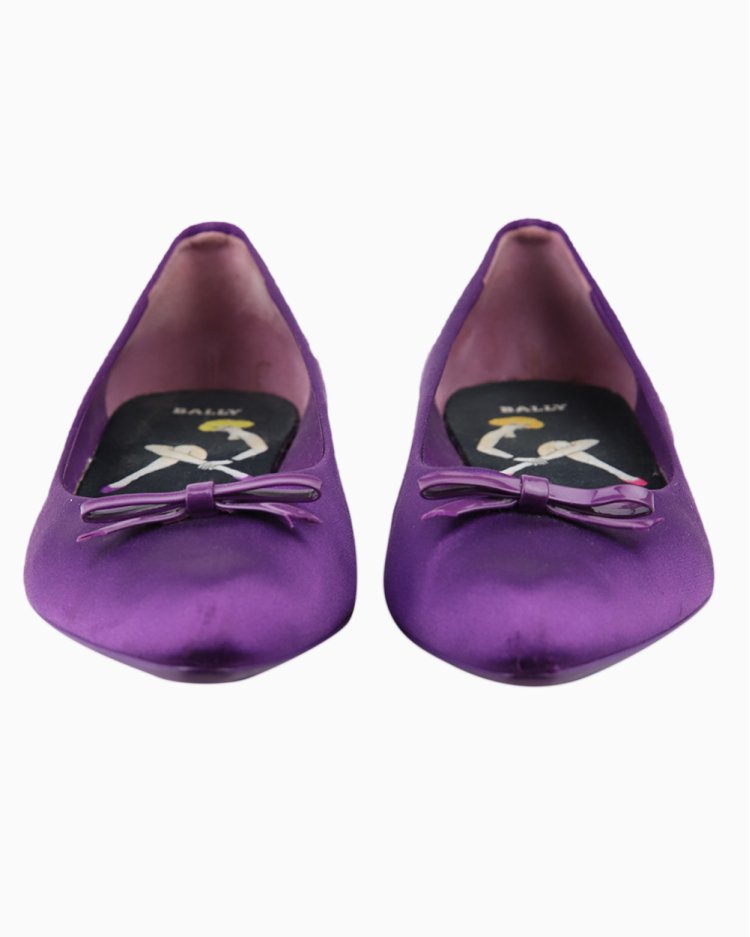 Sapatilha Bally Original Satin Bico Fino Roxa Feminina