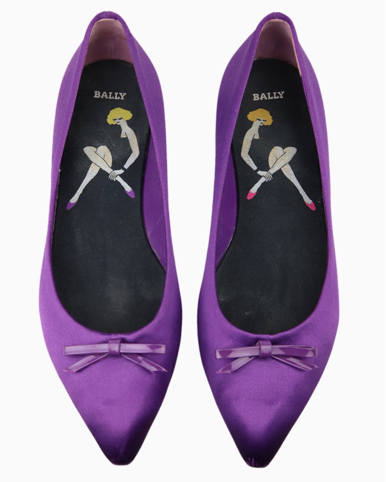 Sapatilha Bally Original Satin Bico Fino Roxa Feminina