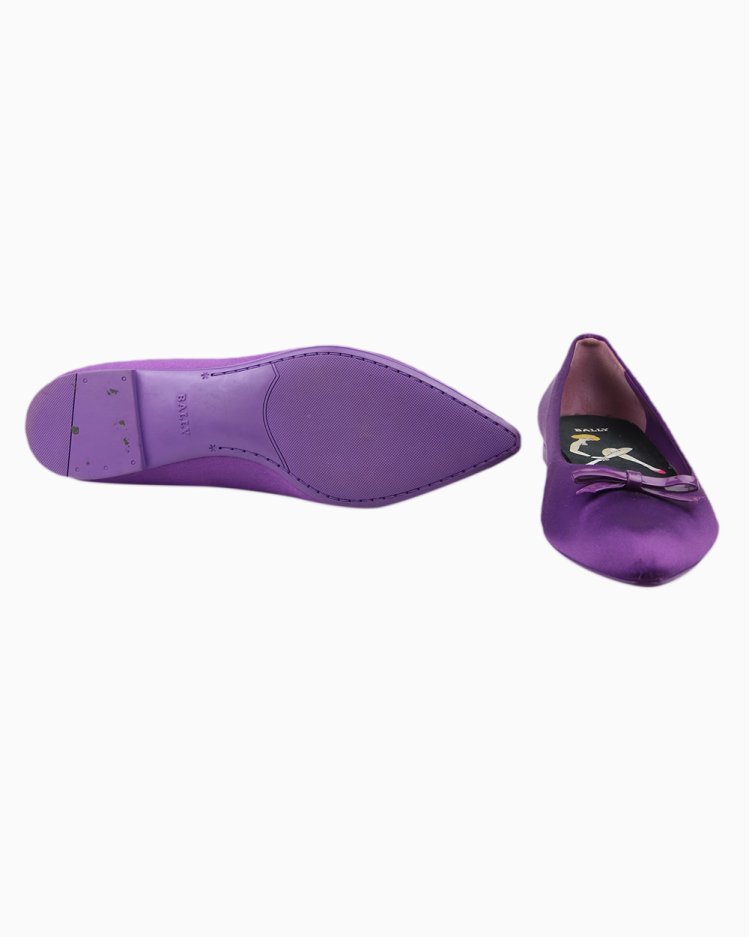 Sapatilha Bally Original Satin Bico Fino Roxa Feminina