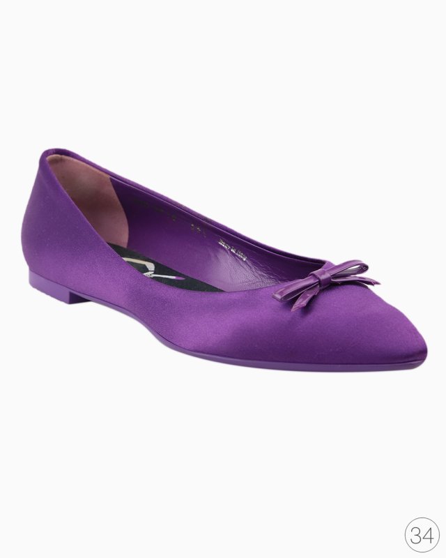 Sapatilha Bally Original Satin Bico Fino Roxa Feminina
