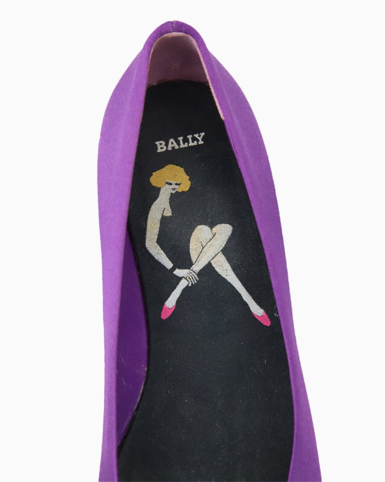 Sapatilha Bally Original Satin Bico Fino Roxa Feminina