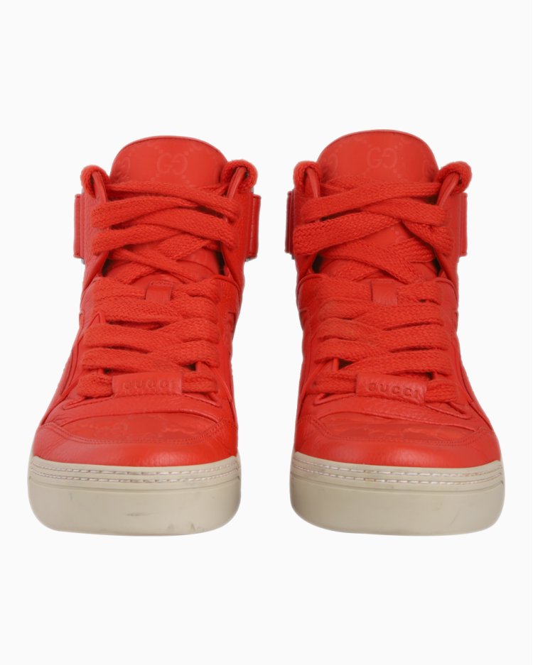 Tênis Gucci Original Nylon Guccissima Camelot High Top Laranja
