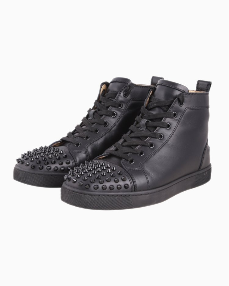 Tênis Louboutin Original Lou Spikes Flat Calf Preto Masculino
