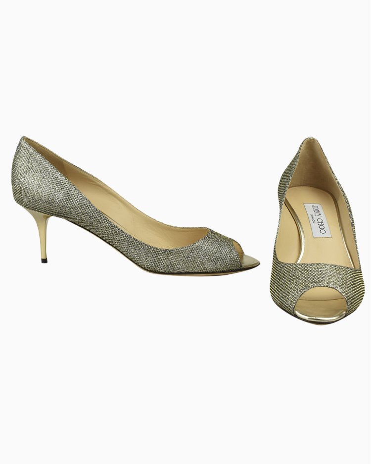 Sapato Jimmy Choo Original Peep Toe Isabel Lag Dourado Feminino