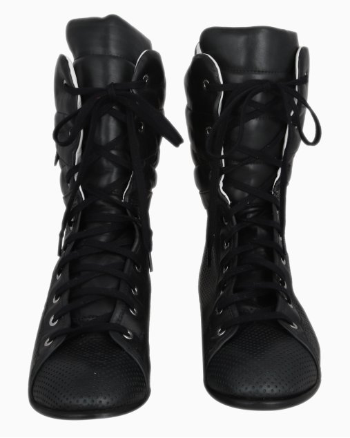Bota Chanel Original Boxer Perforated Leather Preta Feminina