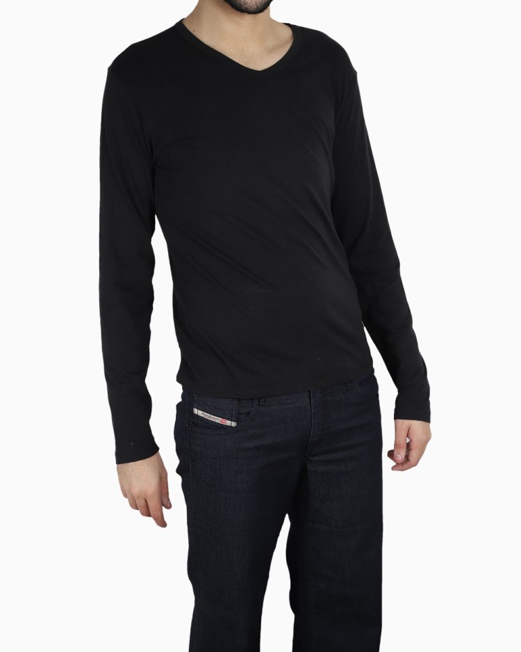 Camiseta Empório Armani Original Manga Longa Preta Masculina